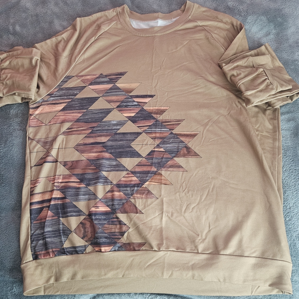 SHEIN Tan Geometric Sweatshirt